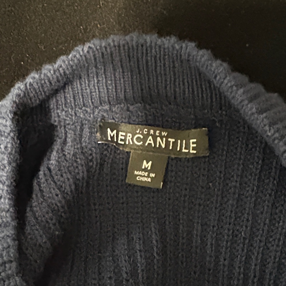 J Crew Navy Blue Sweater with Red Bow Accent - Picture 3 of 7